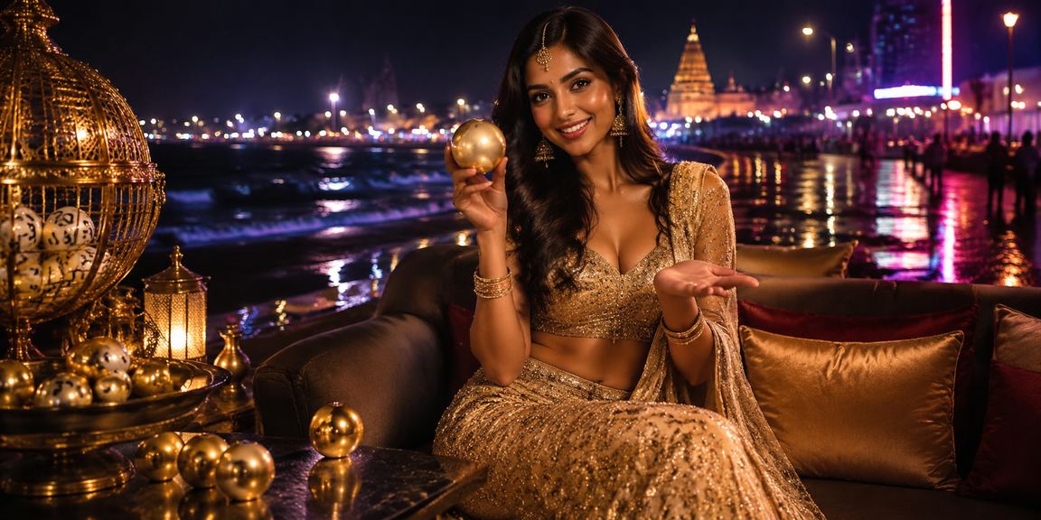 Lehenga fashion at Chennai Marina Beach with lottery tickets